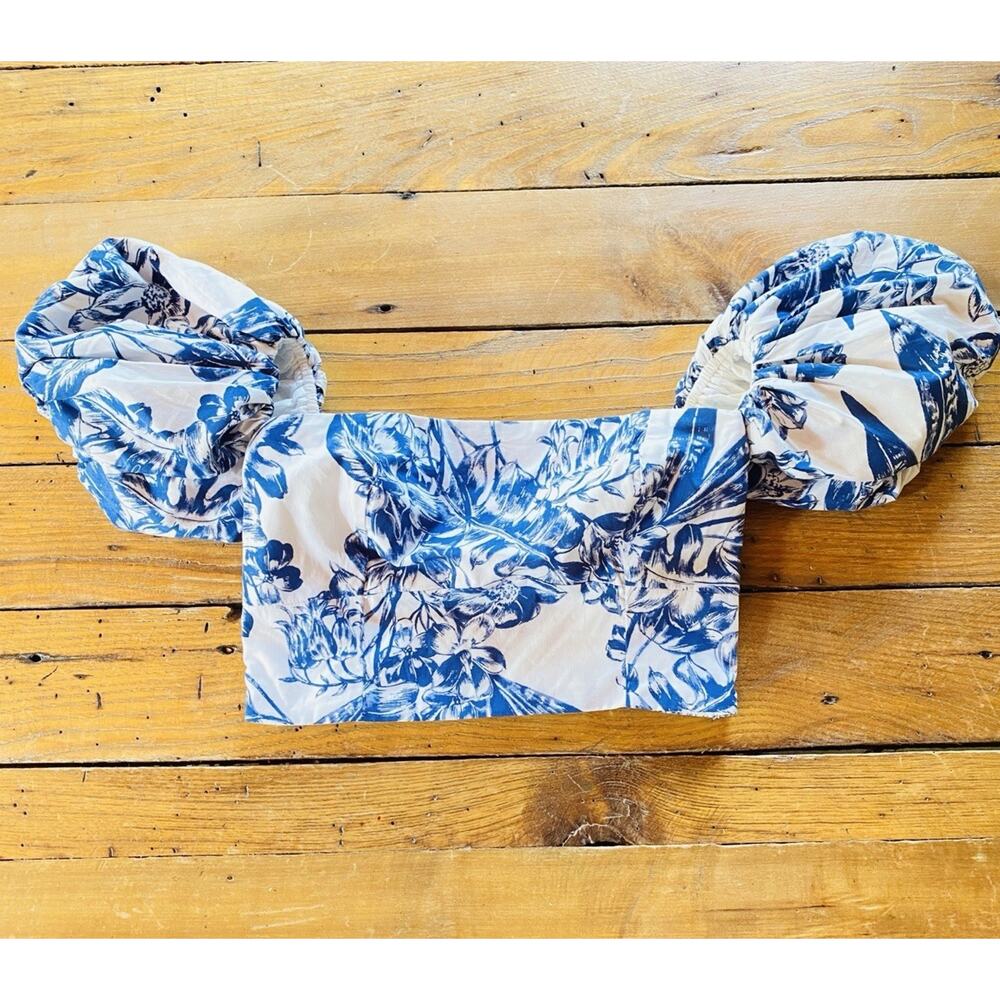 Abercrombie & Fitch y2k Crop Top Womens XS Milkmaid Floral Puff Sleeve Babydoll